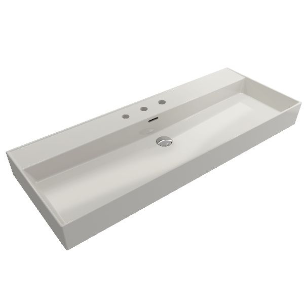 BOCCHI 1394-XXX-0127 Milano 47.75 Inch 3-Hole Wall-Mounted Fireclay Sink with Ov