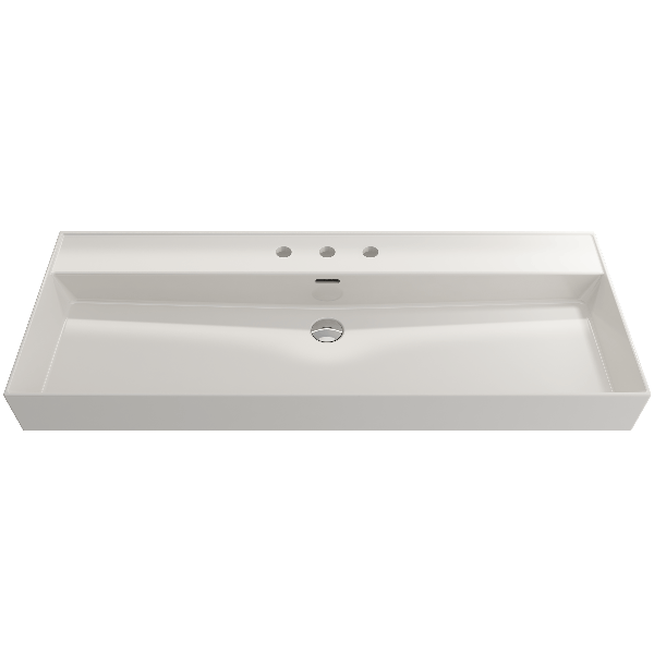 BOCCHI 1394-XXX-0127 Milano 47.75 Inch 3-Hole Wall-Mounted Fireclay Sink with Ov