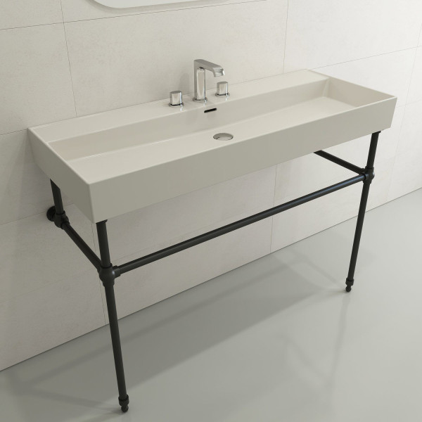 BOCCHI 1394-XXX-0127 Milano 47.75 Inch 3-Hole Wall-Mounted Fireclay Sink with Ov