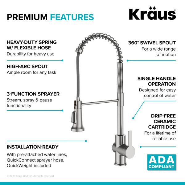 Kraus KPF-1691SFS Pull-Down Single Handle Kitchen Faucet
