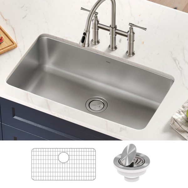 Kraus KA1US33B Dex 33” Undermount 16 Gauge Stainless  Single Bowl Kitchen Sink