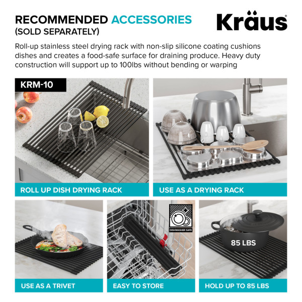 Kraus KD1US33B Dex 33” Undermount 16 Gauge Stainless  Single Bowl Kitchen Sink