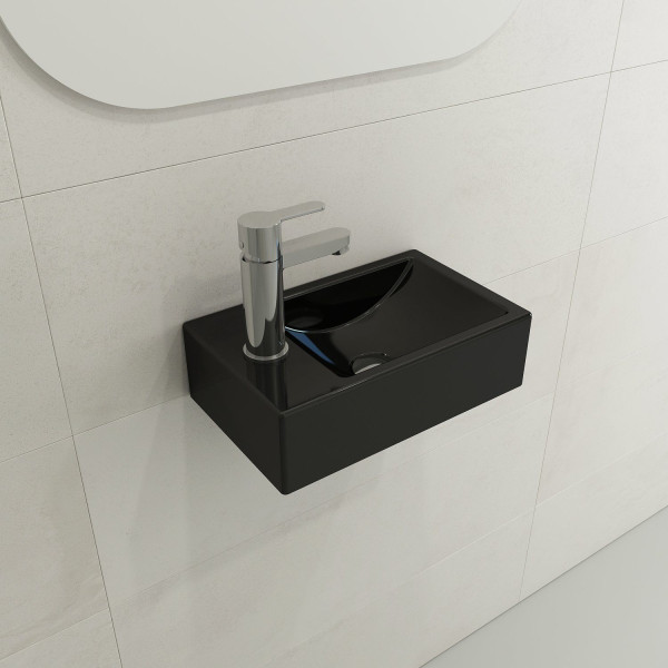 BOCCHI 1418-XXX-0126 Milano Sink Fireclay 14.5 in. 1-hole Left Side Faucet Deck