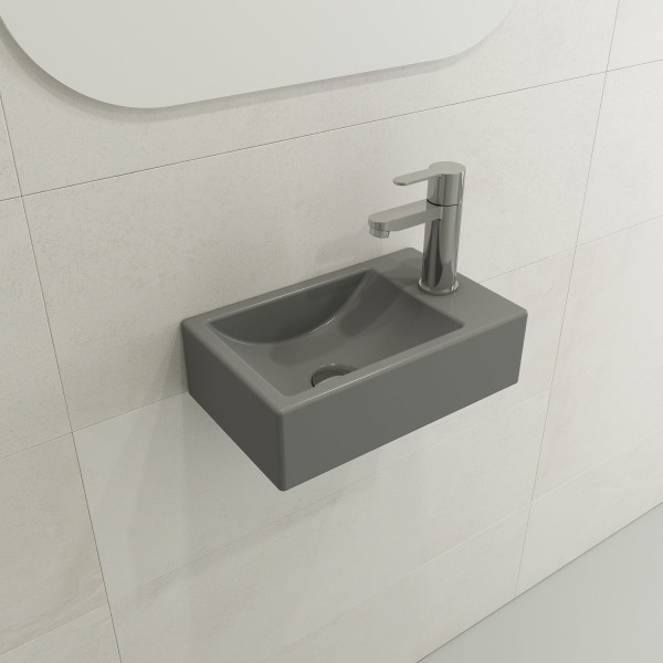 BOCCHI 1419-001-0126 Milano Sink Fireclay 14.5 in. 1-hole Right Side Faucet Deck