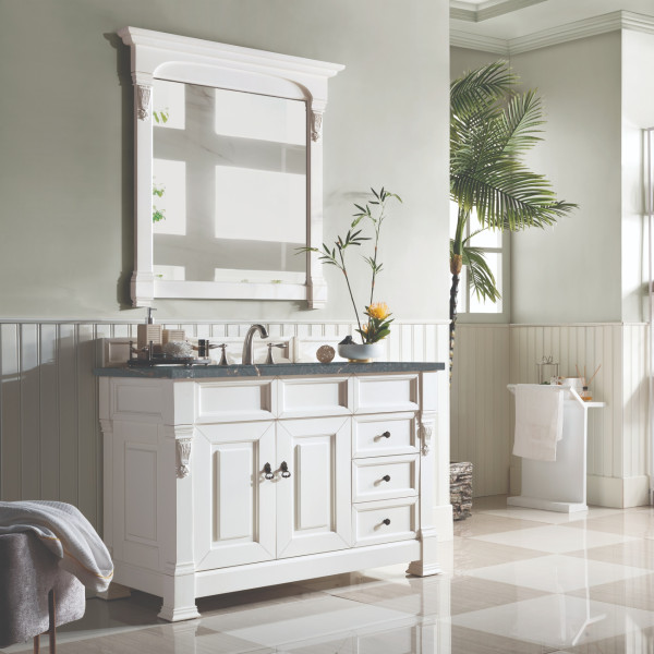 James Martin 147-V48-BW-3PBL Bright White Vanity Parisien Bleu Quartz Top