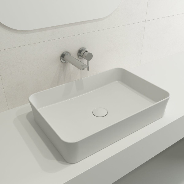 BOCCHI 1476-XXX-0125 Sottile 21.5 Inch Rectangle Vessel Fireclay Sink with Match