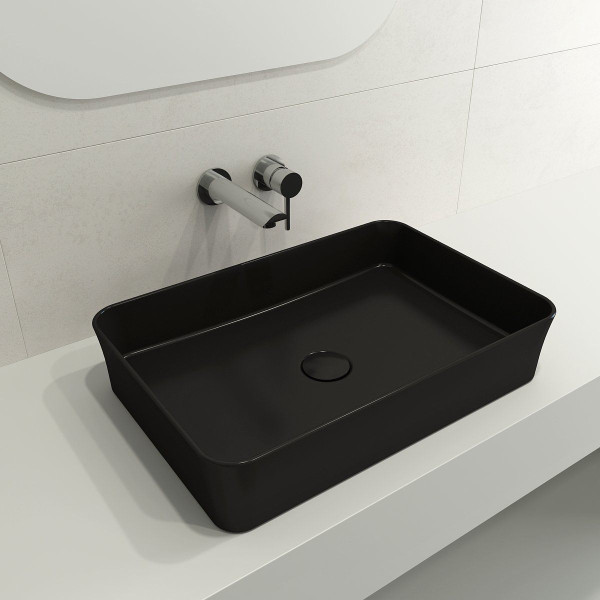BOCCHI 1476-XXX-0125 Sottile 21.5 Inch Rectangle Vessel Fireclay Sink with Match