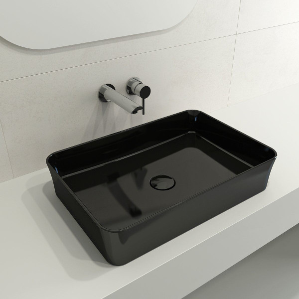 BOCCHI 1476-XXX-0125 Sottile 21.5 Inch Rectangle Vessel Fireclay Sink with Match