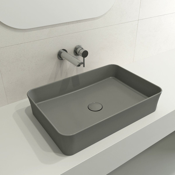 BOCCHI 1476-XXX-0125 Sottile 21.5 Inch Rectangle Vessel Fireclay Sink with Match