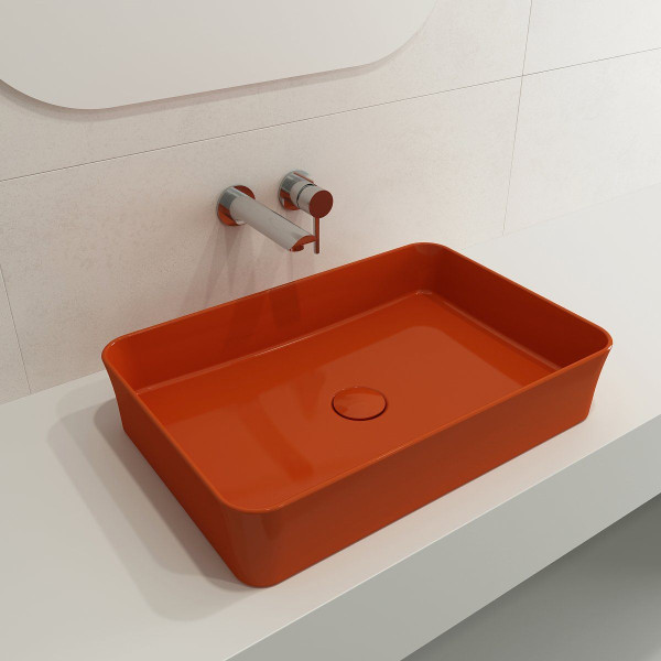 BOCCHI 1476-XXX-0125 Sottile 21.5 Inch Rectangle Vessel Fireclay Sink with Match