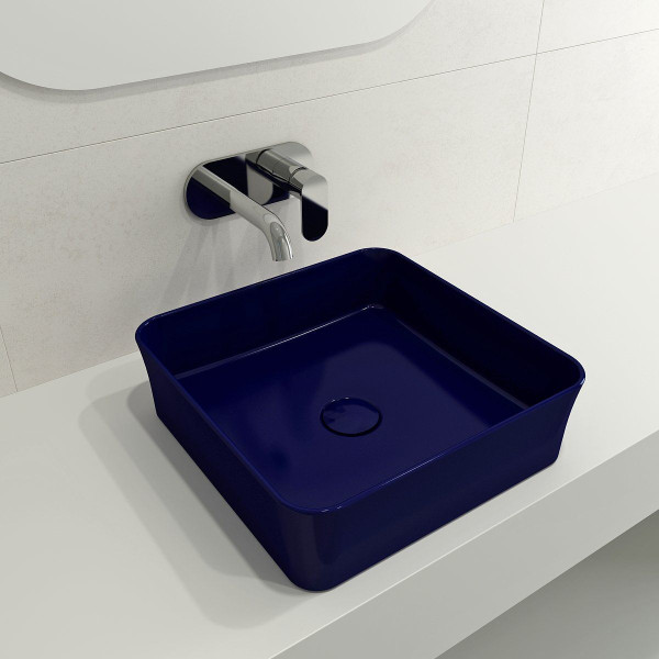 BOCCHI 1477-XXX-0125 Sottile Square Vessel Fireclay Sink w/ Matching Drain Cover