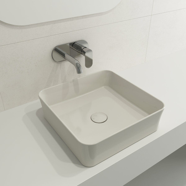 BOCCHI 1477-XXX-0125 Sottile Square Vessel Fireclay Sink w/ Matching Drain Cover