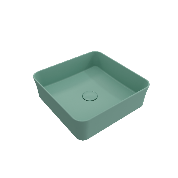 BOCCHI 1477-XXX-0125 Sottile Square Vessel Fireclay Sink w/ Matching Drain Cover