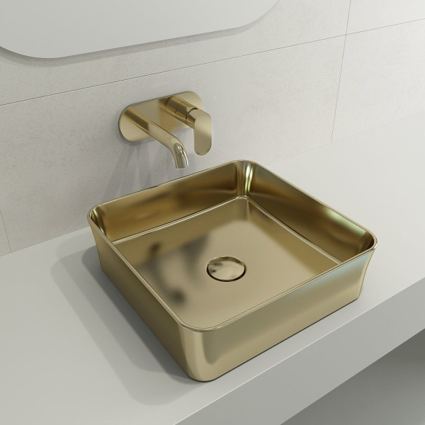 BOCCHI 1477-XXX-0125 Sottile Square Vessel Fireclay Sink w/ Matching Drain Cover