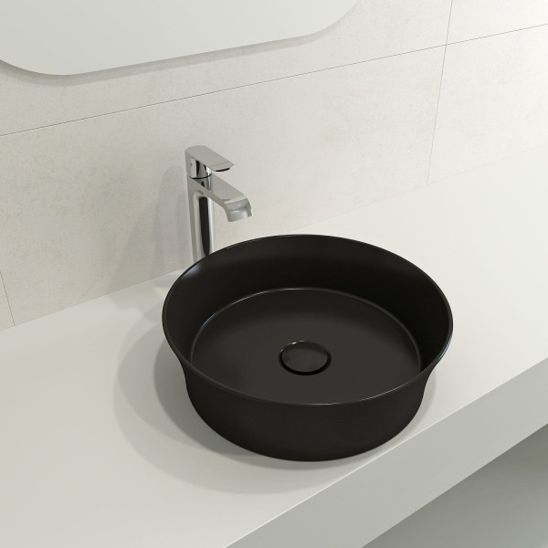 BOCCHI 1478-XXX-0125 Sottile 15 Inch Round Vessel Fireclay with Matching Drain C