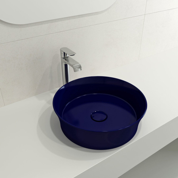 BOCCHI 1478-XXX-0125 Sottile 15 Inch Round Vessel Fireclay with Matching Drain C