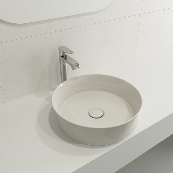 BOCCHI 1478-XXX-0125 Sottile 15 Inch Round Vessel Fireclay with Matching Drain C