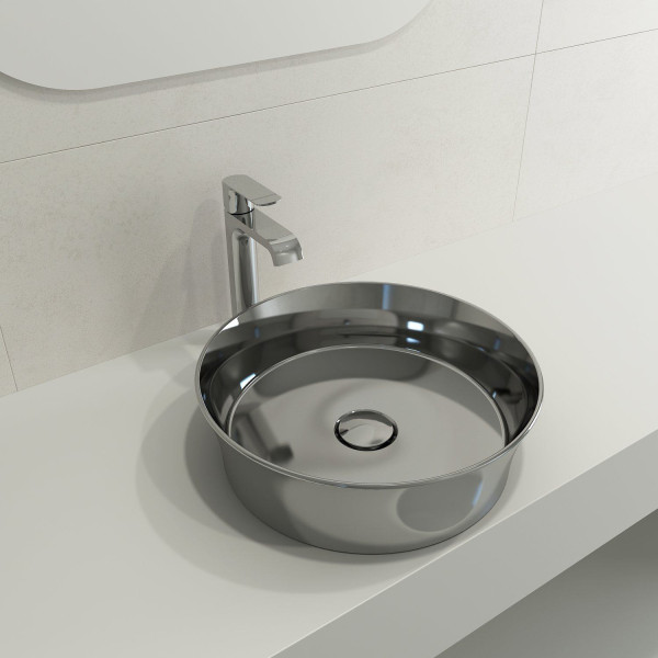 BOCCHI 1478-XXX-0125 Sottile 15 Inch Round Vessel Fireclay with Matching Drain C