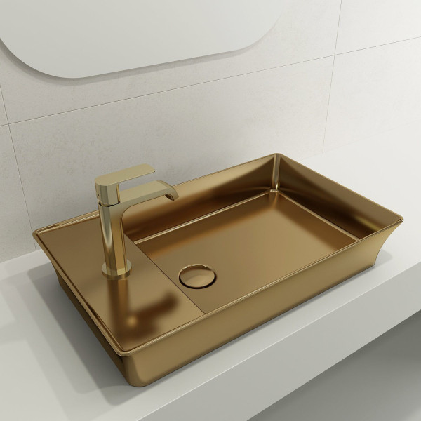 BOCCHI 1479-XXX-0126 Sottile 23.5 Inch 1-Hole Rectangle Vessel Fireclay Faucet D