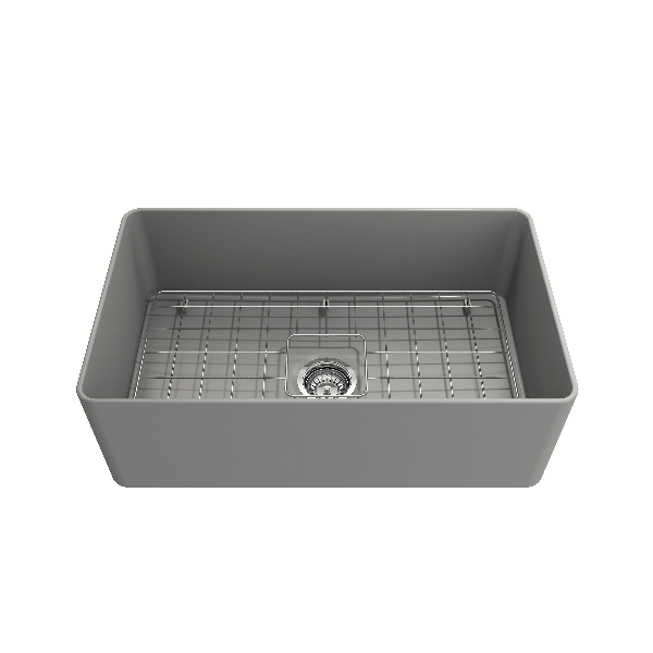 BOCCHI 1481-0120 Farmhouse Apron Front Fireclay 30" Single Bowl Kitchen Sink