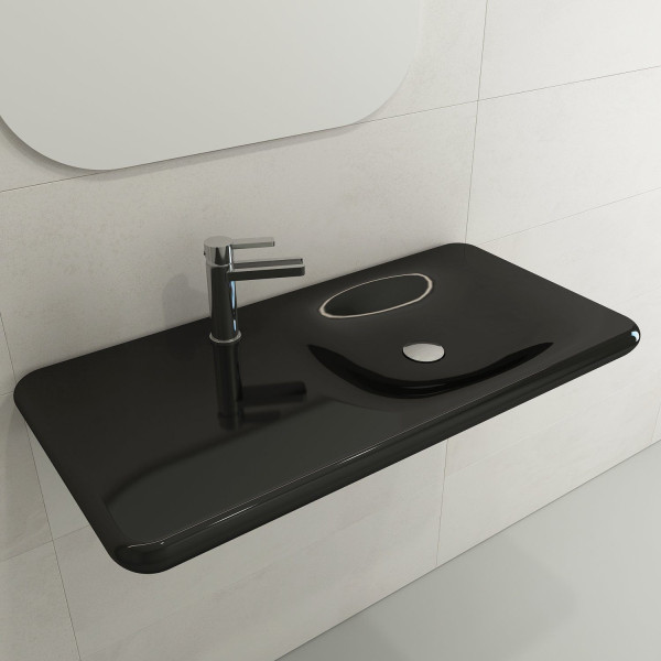 BOCCHI 1490-XXX-0126 Fenice 35.5 Inch 1-Hole Wall-Mounted Sink Fireclay