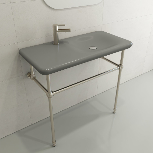 BOCCHI 1490-XXX-0126 Fenice 35.5 Inch 1-Hole Wall-Mounted Sink Fireclay