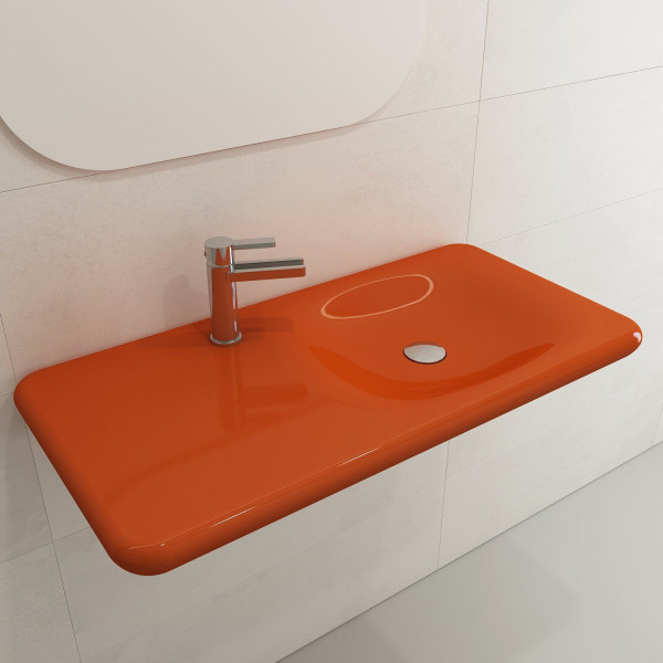 BOCCHI 1490-XXX-0126 Fenice 35.5 Inch 1-Hole Wall-Mounted Sink Fireclay