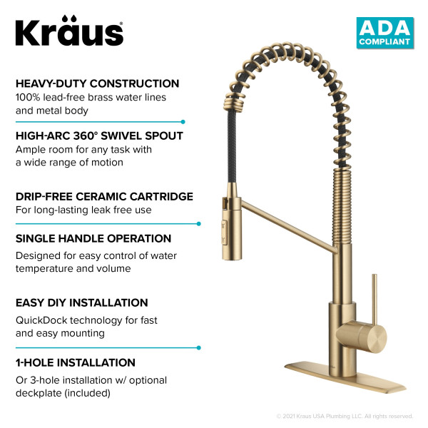 Kraus KPF-2631 Oletto™ Single Handle Pull Down Commercial Kitchen Faucet
