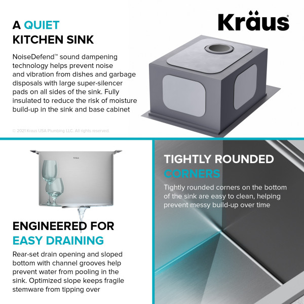 Kraus KWT311-15-316 Outdoor Workstation Stainless Kitchen Bar Sink + Accessories