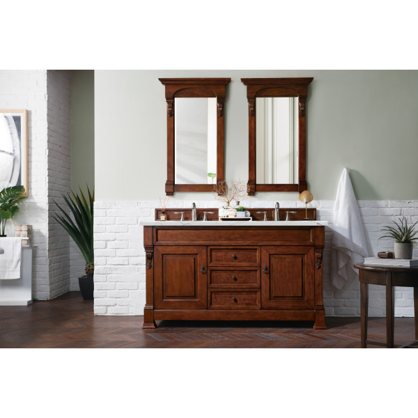 James Martin 147-114-56-3ENC Brookfield 60" Double Vanity w/ 3 CM Quartz Top