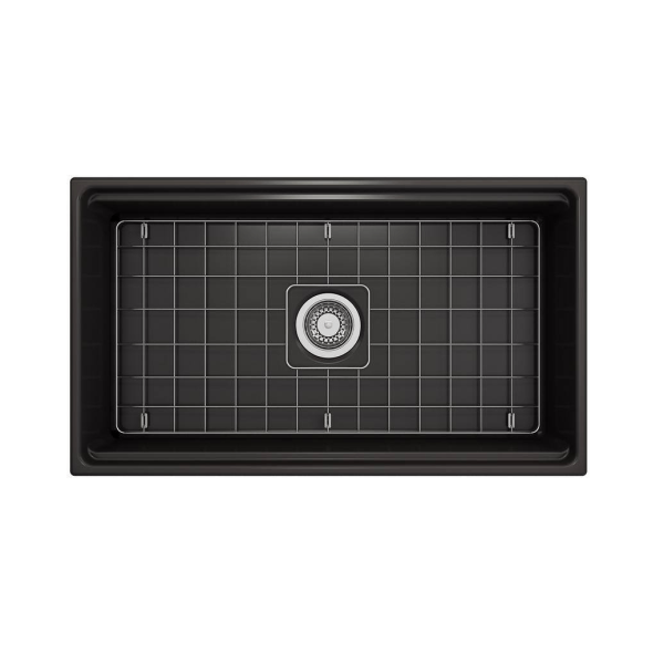 BOCCHI 1504-004-2020MB Apron Front Fireclay 33 Inch Single Bowl Kitchen Sink Kit