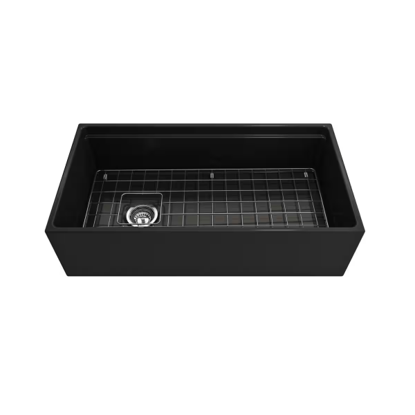 BOCCHI 1505-004-2020MB Apron Front Fireclay 36 Inch Single Bowl Kitchen Sink Kit