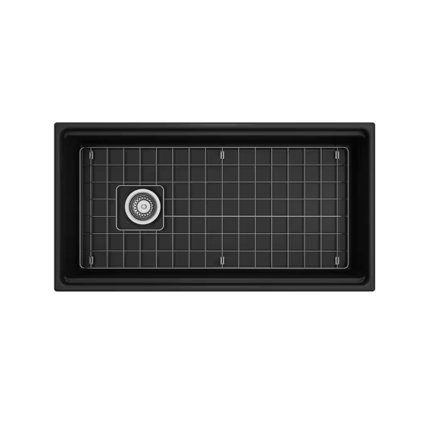 BOCCHI 1505-004-2020MB Apron Front Fireclay 36 Inch Single Bowl Kitchen Sink Kit