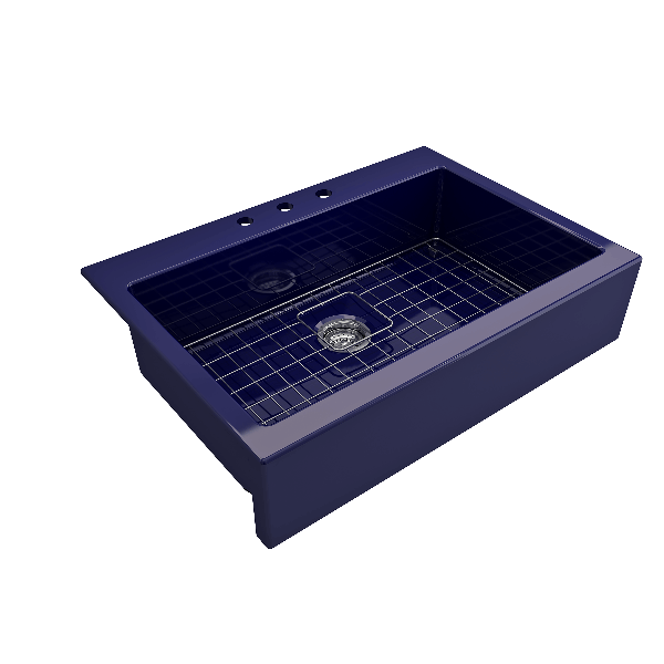 BOCCHI 1551-XXX-0120 Fireclay 34" Single Bowl Farmhouse Sink For Easy Retro-Fit