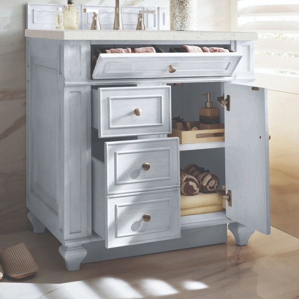 James Martin 157-V30-BW-3LDL Bright White Single Vanity Lime Delight Quartz Top