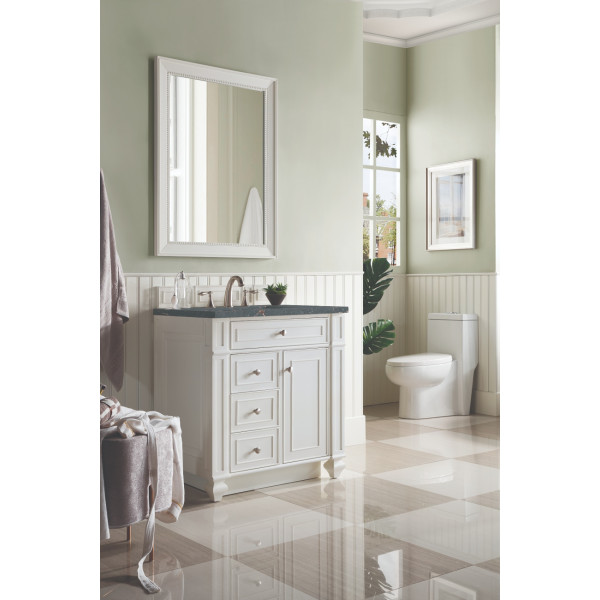 James Martin 157-V30-BW-3PBL Bright White Vanity Parisien Bleu Quartz Top