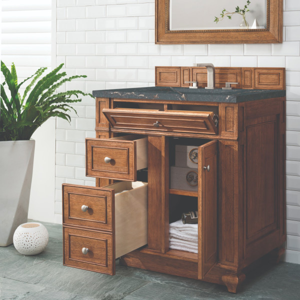 James Martin 157-V30-SBR-3PBL Saddle Brown Vanity Parisien Bleu Quartz Top