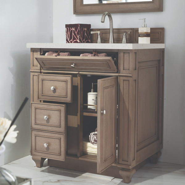 James Martin 157-V30-WW-3LDL Whitewashed Walnut Vanity Lime Delight Quartz Top