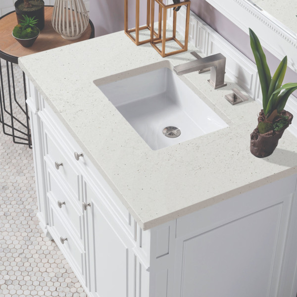James Martin 157-V36-BW-3LDL Bright White Vanity Lime Delight Quartz Top