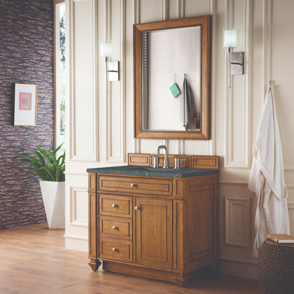 James Martin 157-V36-SBR-3PBL Saddle Brown Vanity Parisien Bleu Quartz Top