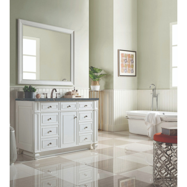 James Martin 157-V48-BW-3PBL Bright White Single Vanity Parisien Bleu Quartz Top