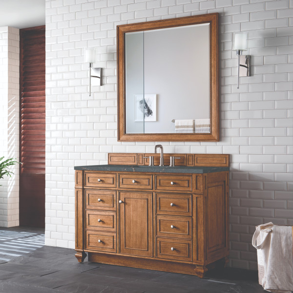 James Martin 157-V48-SBR-3PBL Saddle Brown Vanity Parisien Bleu Quartz Top