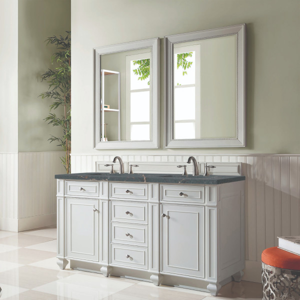 James Martin 157-V60D-BW-3PBL Bright White Vanity Parisien Bleu Quartz Top