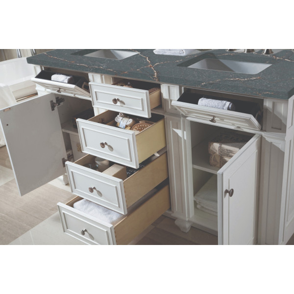 James Martin 157-V60D-BW-3PBL Bright White Vanity Parisien Bleu Quartz Top