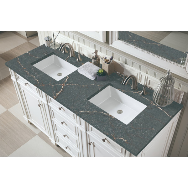 James Martin 157-V60D-BW-3PBL Bright White Vanity Parisien Bleu Quartz Top