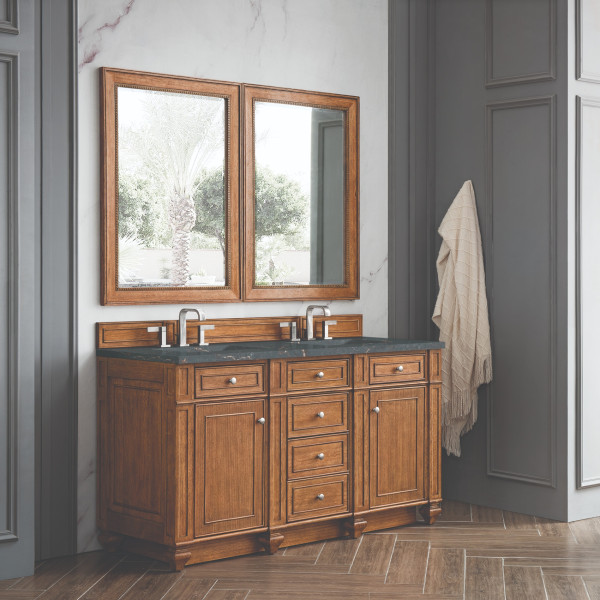 James Martin 157-V60D-SBR-3PBL Saddle Brown Vanity Parisien Bleu Quartz Top