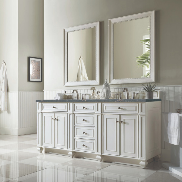 James Martin 157-V72-BW-3PBL Bright White Vanity Parisien Bleu Quartz Top