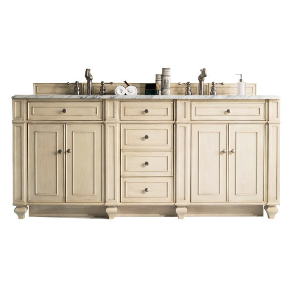 James Martin 157-V72-VV-3 Bristol 72" Double Vanity Vintage Vanilla w/ Top