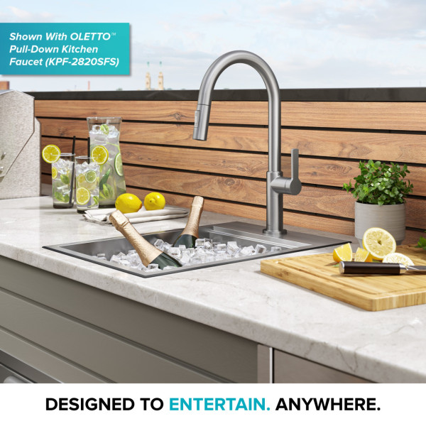 Kraus KWT311-15-316 Outdoor Workstation Stainless Kitchen Bar Sink + Accessories