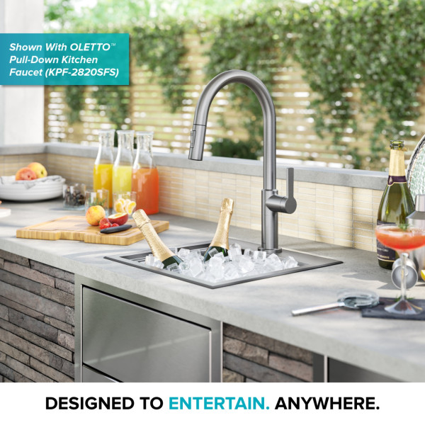 Kraus KWT321-15-316 Outdoor Workstation Drop-In Stainless Steel Bar Sink